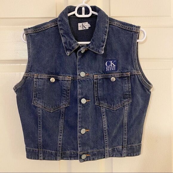 Cropped Vintage CK Calvin Klein Vest Jacket - Picture 1 of 6